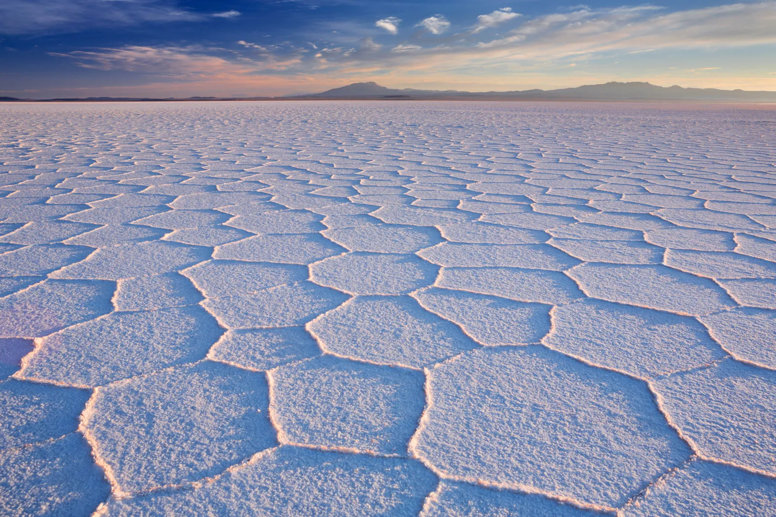 The Uyuni Salt Flat at sunrise, Bolivia.